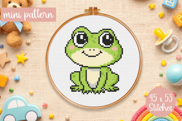 Cute Frog Cross Stitch Pattern Mini PDF