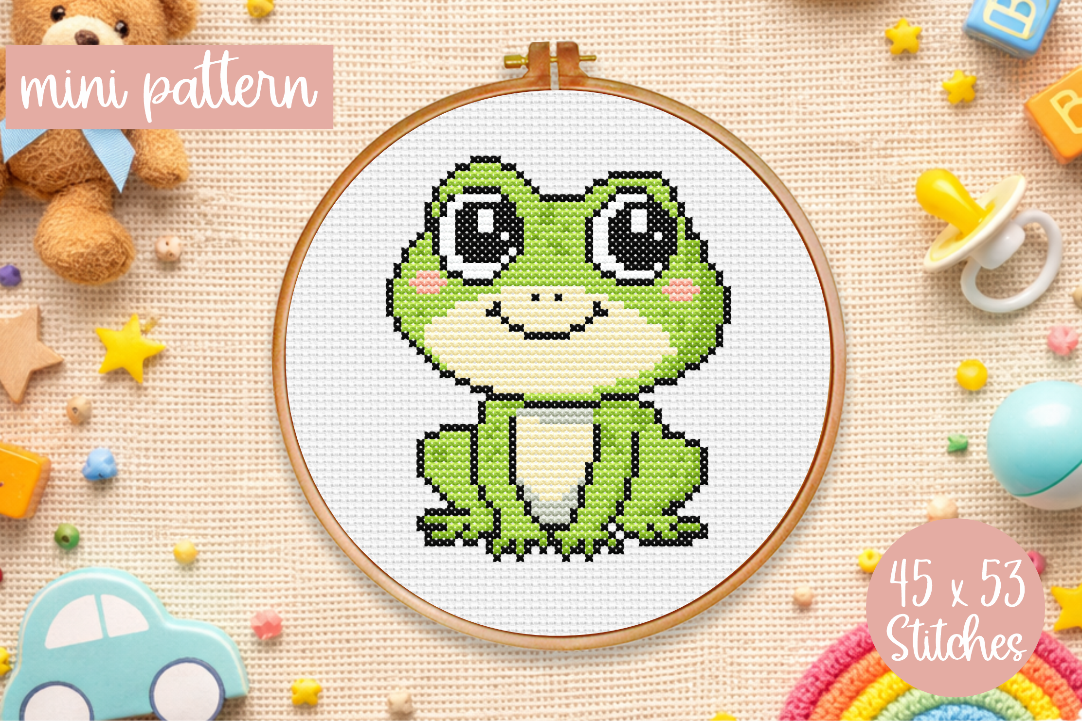 Cute Frog Cross Stitch Pattern Mini PDF
