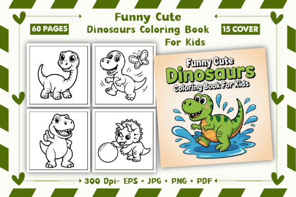 Funny Cute Dinosaurs Coloring Pages Kids