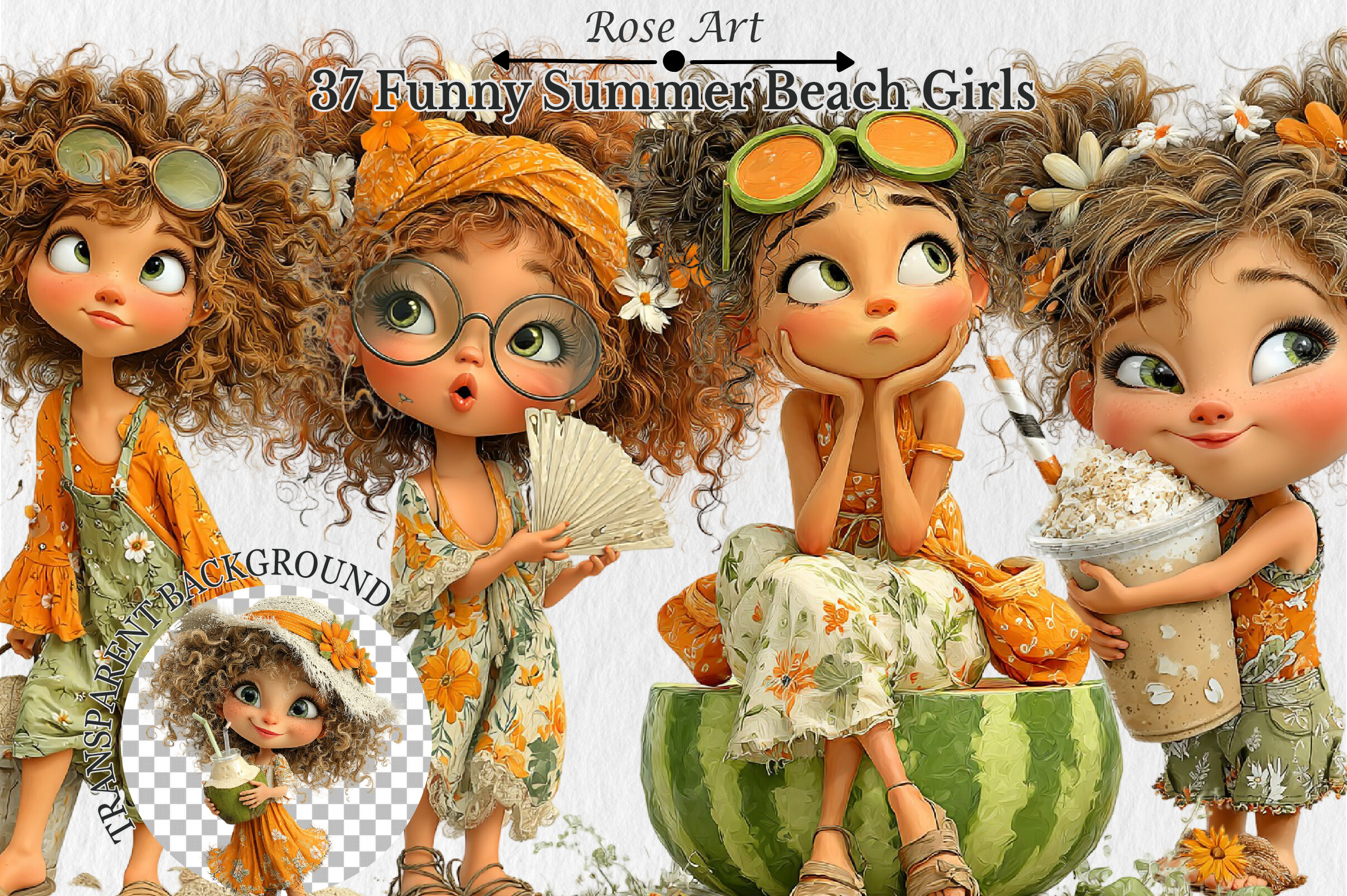Funny Summer Beach Girls Clipart Graphic by Rose Art · Creative Fabrica
