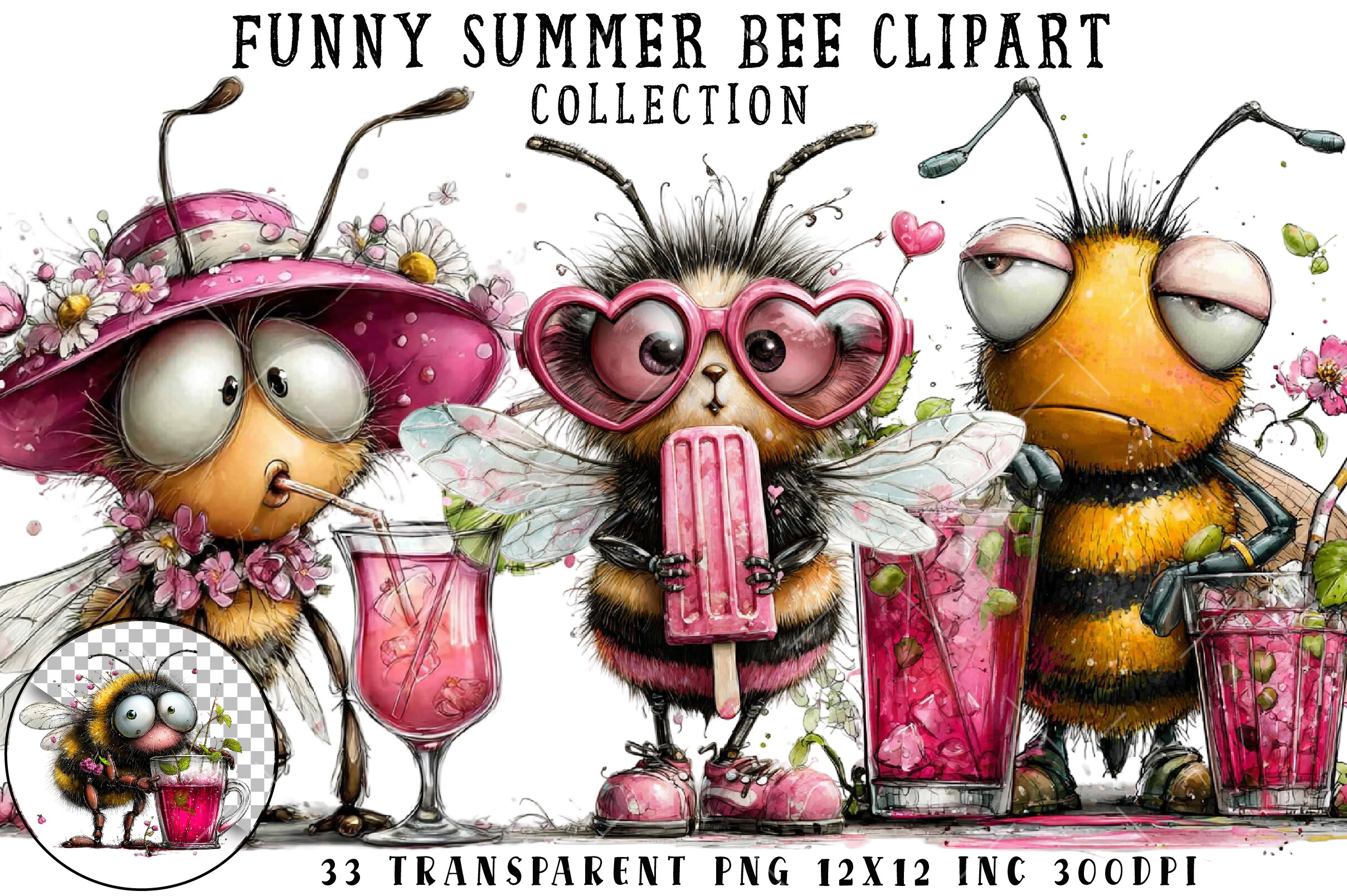 Funny Summer Bee Clipart Graphic by RevolutionCraft · Creative Fabrica