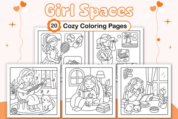 Girl Spaces Cozy Coloring Pages Grafika Kolorowanki i książki dla dorosłych Przez little learners loom