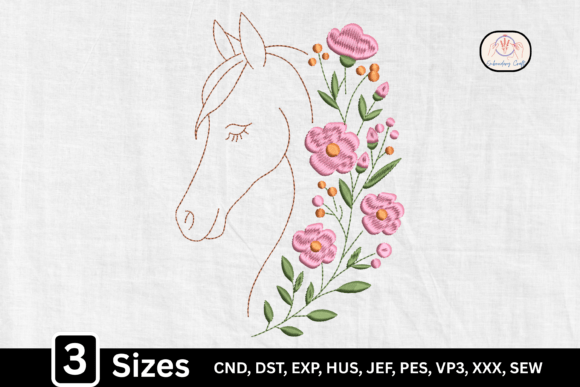 Line Art Boho Floral Horse