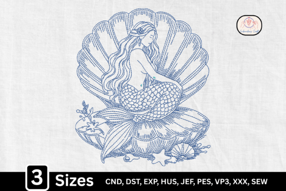 Line Art Mermaid Seashell
