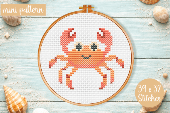 Mini Cute Crab Cross Stitch Pattern PDF