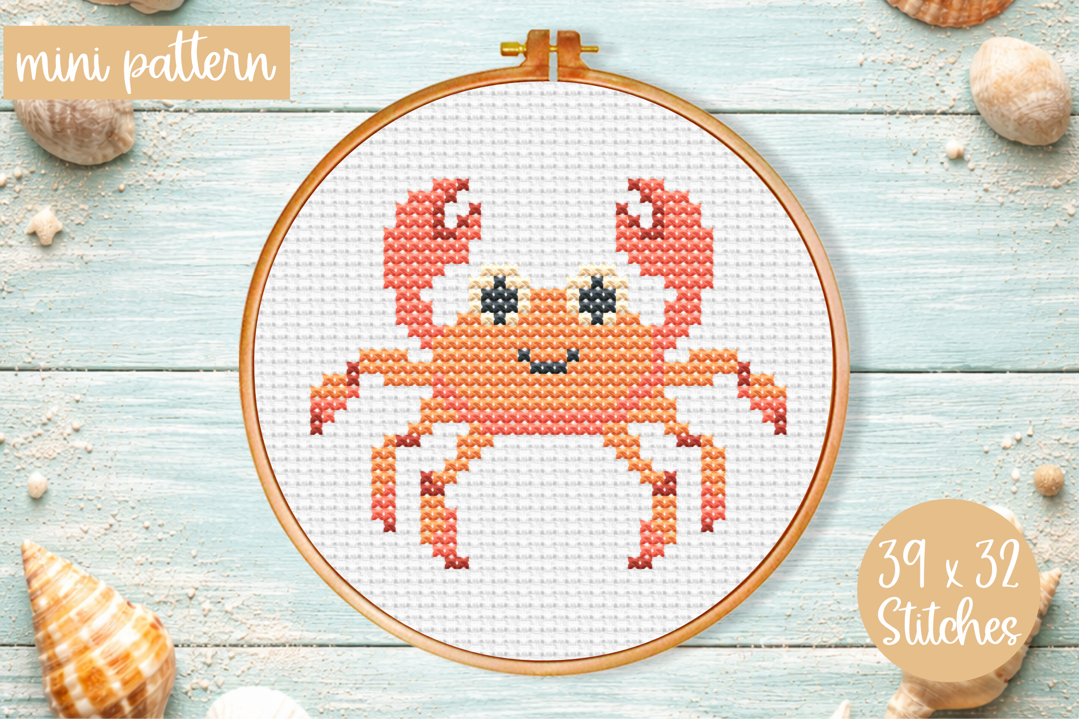Mini Cute Crab Cross Stitch Pattern PDF