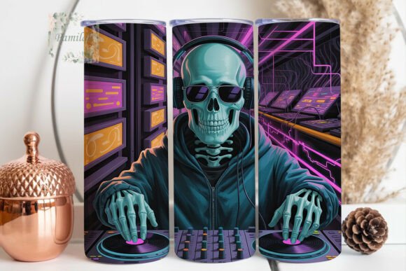 Neon Skeleton DJ 20oz Tumbler Wrap