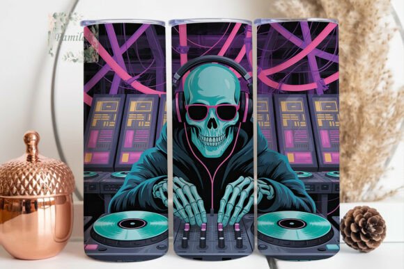 Neon Skeleton DJ 20oz Tumbler Wrap