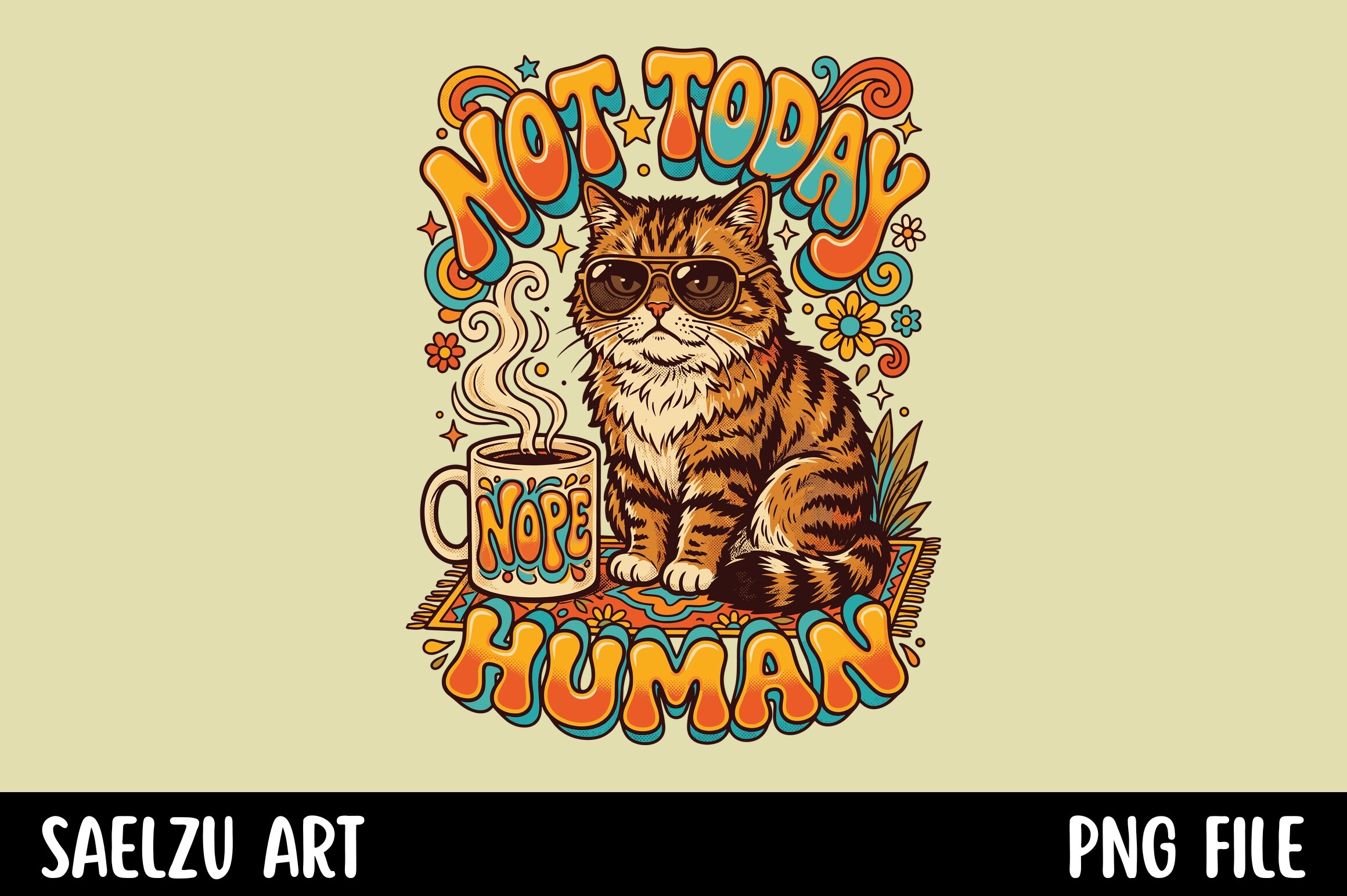 Not Today Human Retro Cat Lover
