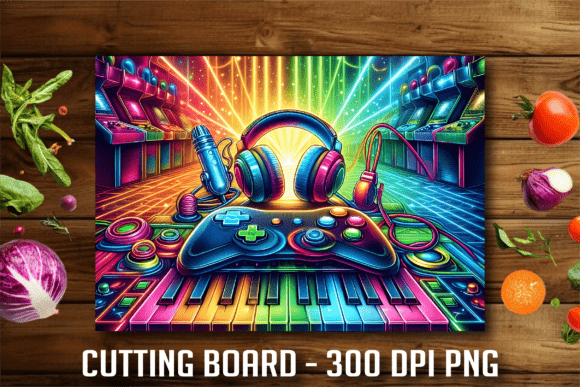 Retro Arcade Music Gaming Cutting Board