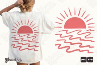 Retro Summer Sunset Ocean Waves SVG PNG Graphic by Yvaine · Creative ...