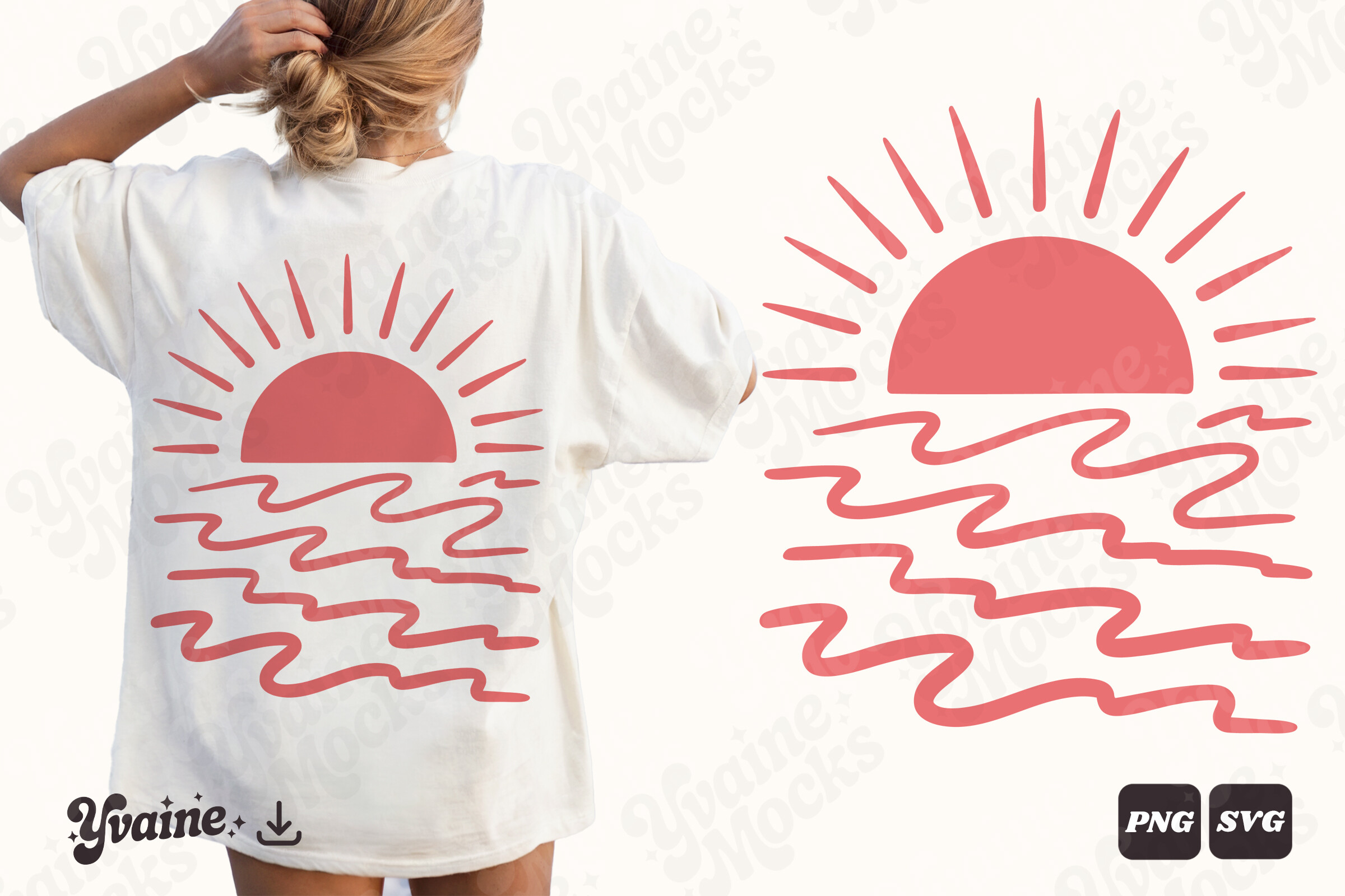 Retro Summer Sunset Ocean Waves SVG PNG Graphic by Yvaine · Creative ...