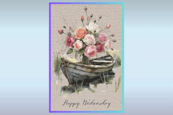 Rose Boat Serenity Cross Stitch