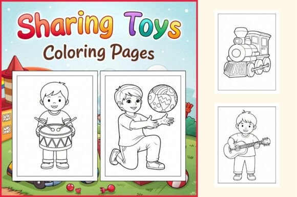Sharing Toys Coloring Pages for Kids