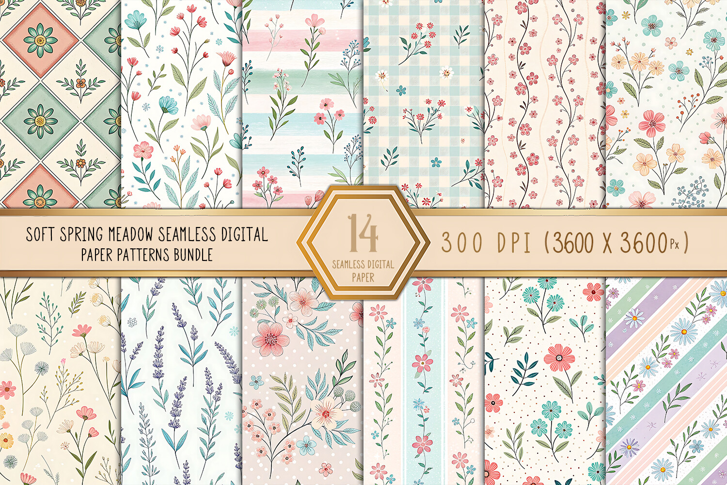 Soft Spring Meadow Digital Paper Bundle Graphic by Craftfiles-SVG ...