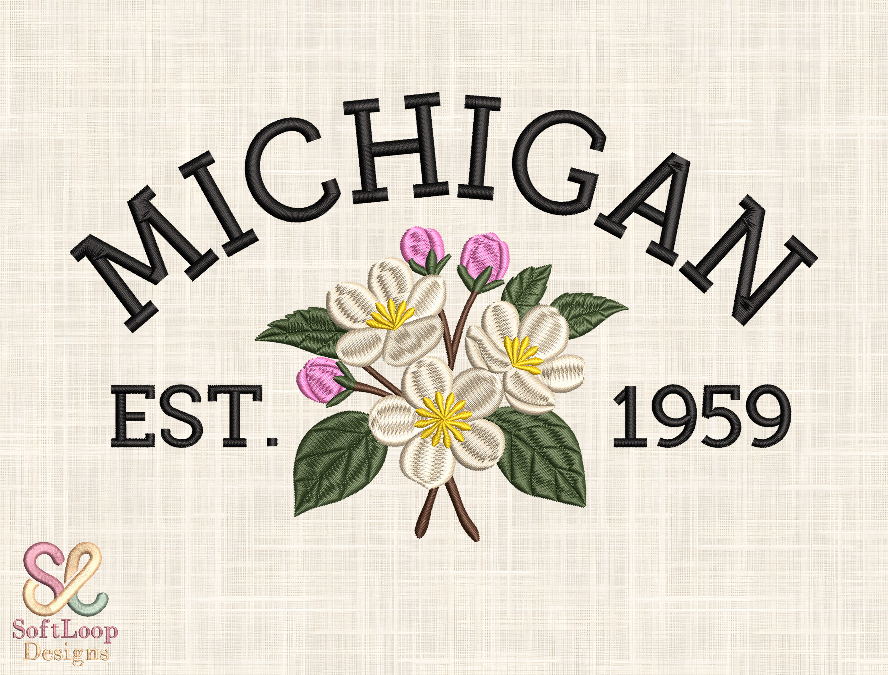 State Flower Machine Embroidery Design