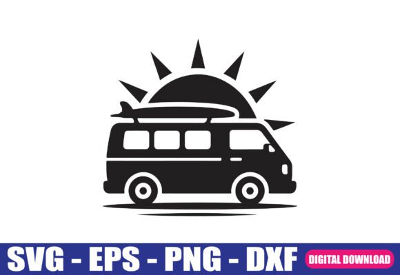 Summer Travel Camper Van Silhouette SVG Graphic Crafts By Sazzadh