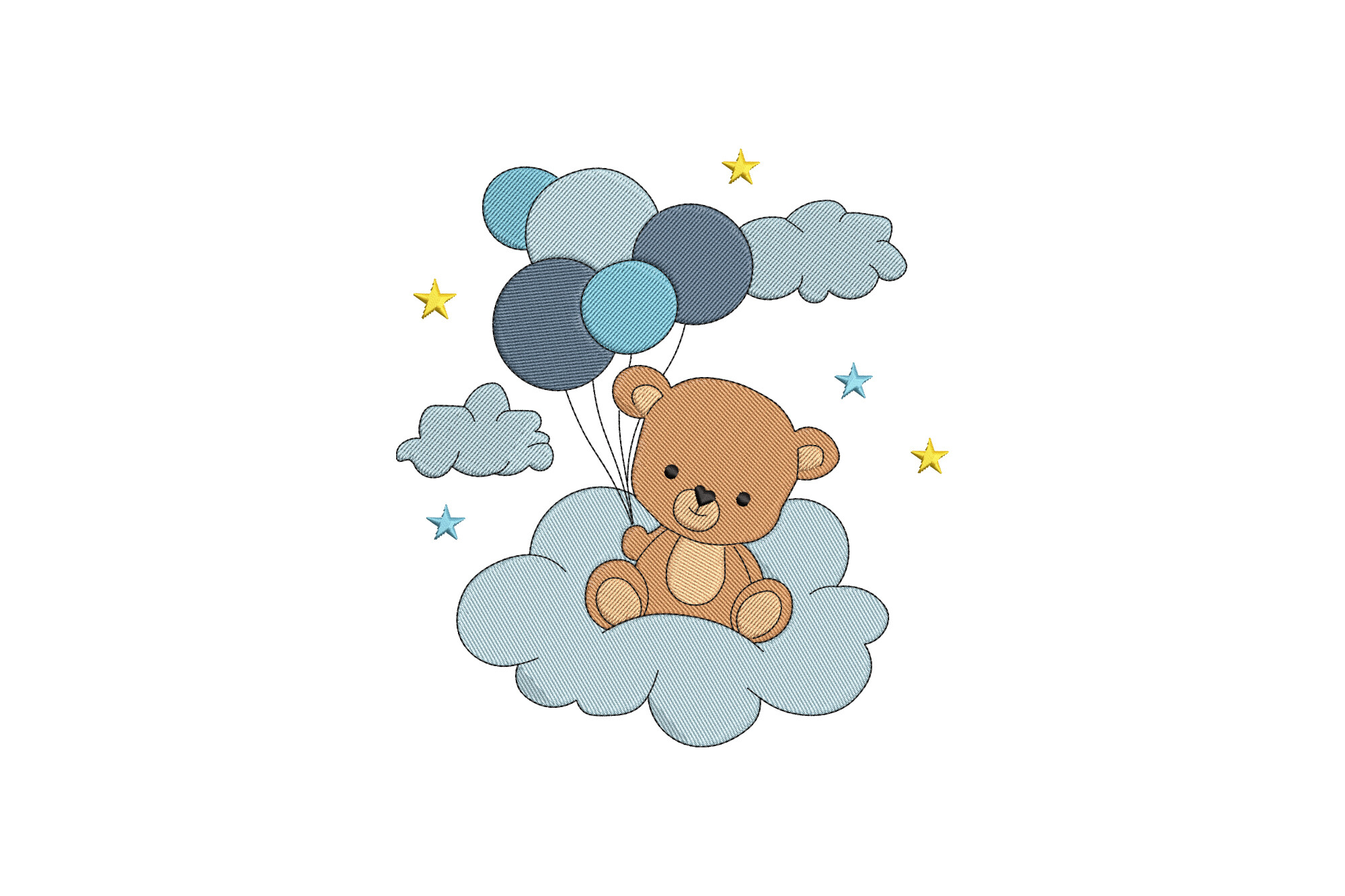 Teddy Bear Boy with Balloons