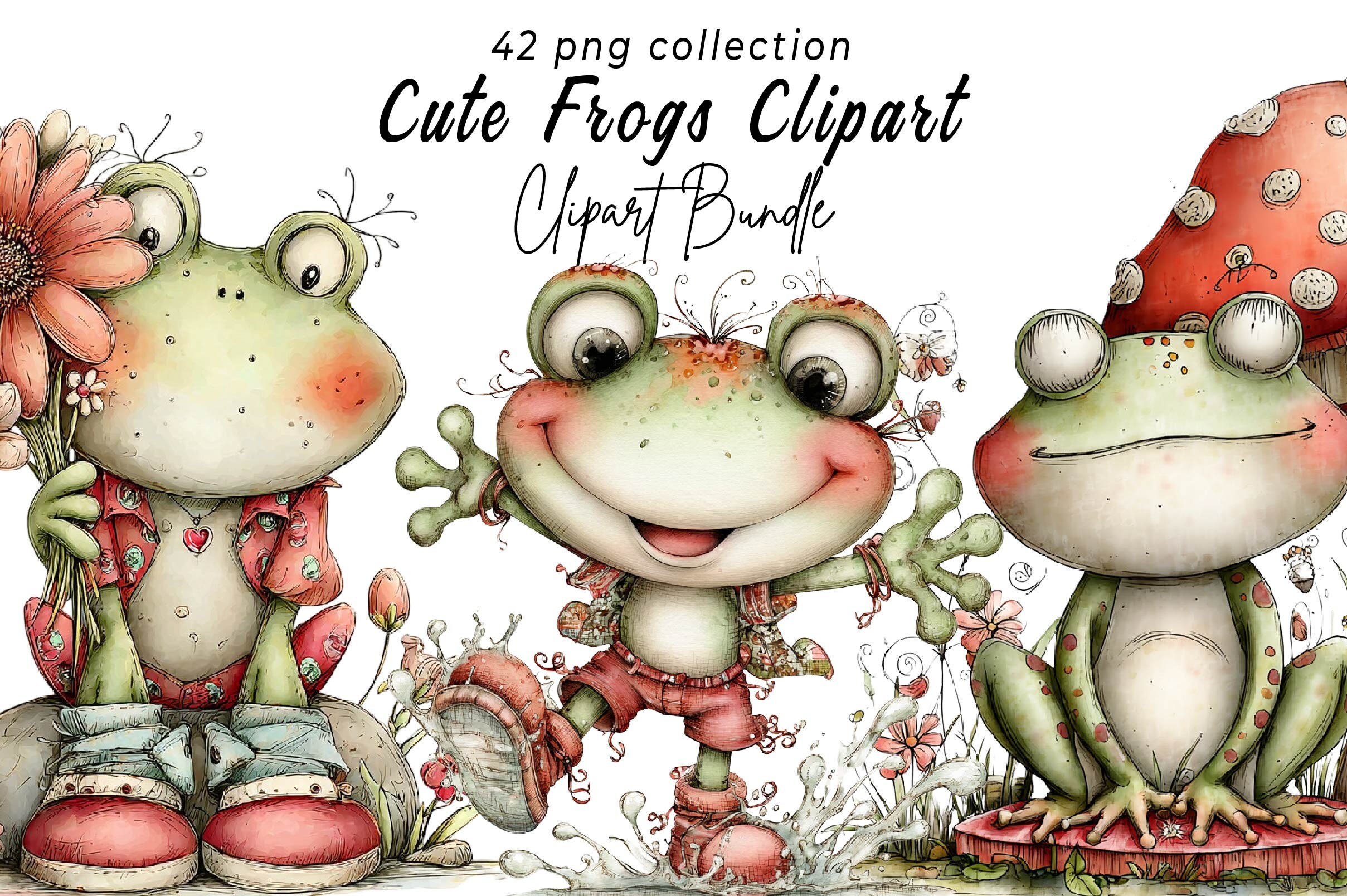 Whimsical Frogs Clipart Graphic by Print Magic · Creative Fabrica