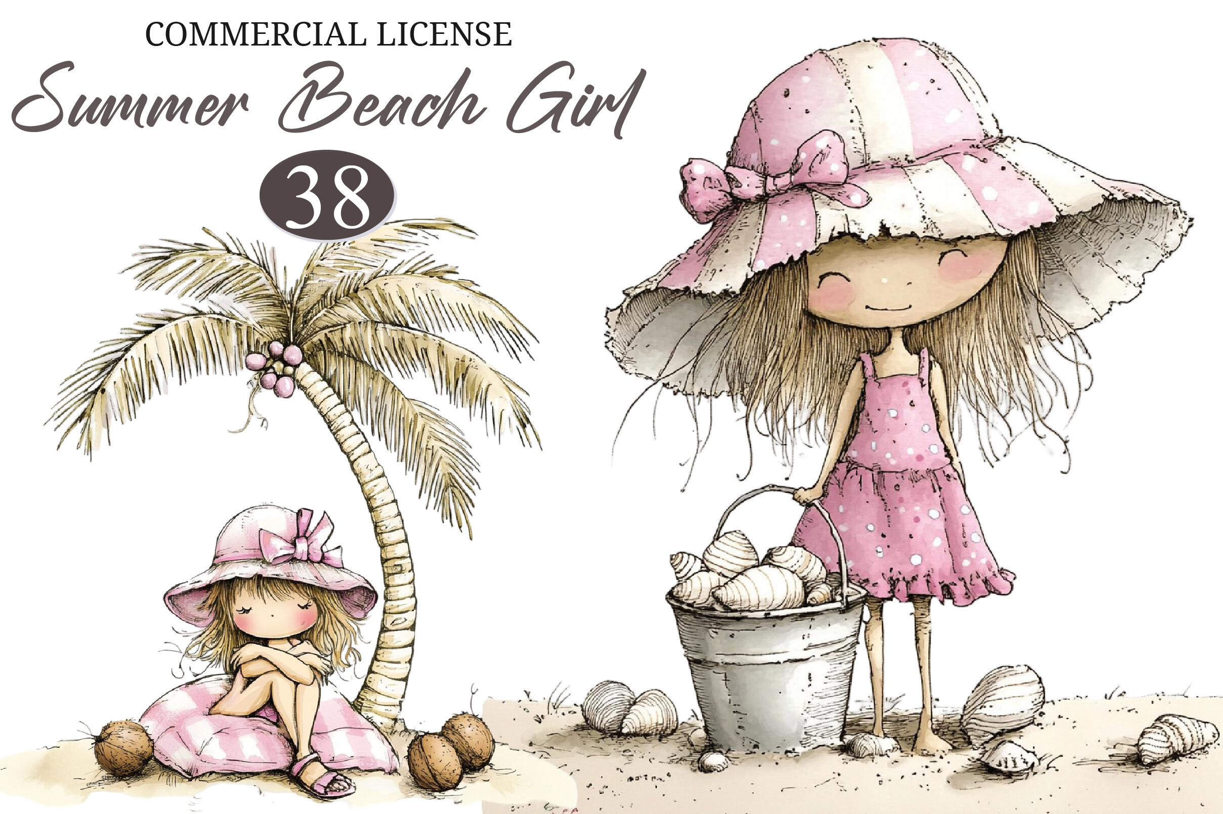 Whimsical Summer Beach Girl Clipart Graphic by ArtStory · Creative Fabrica