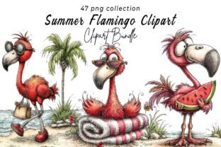 Whimsical Summer Flamingo PNG Clipart Graphic by Print Magic · Creative ...