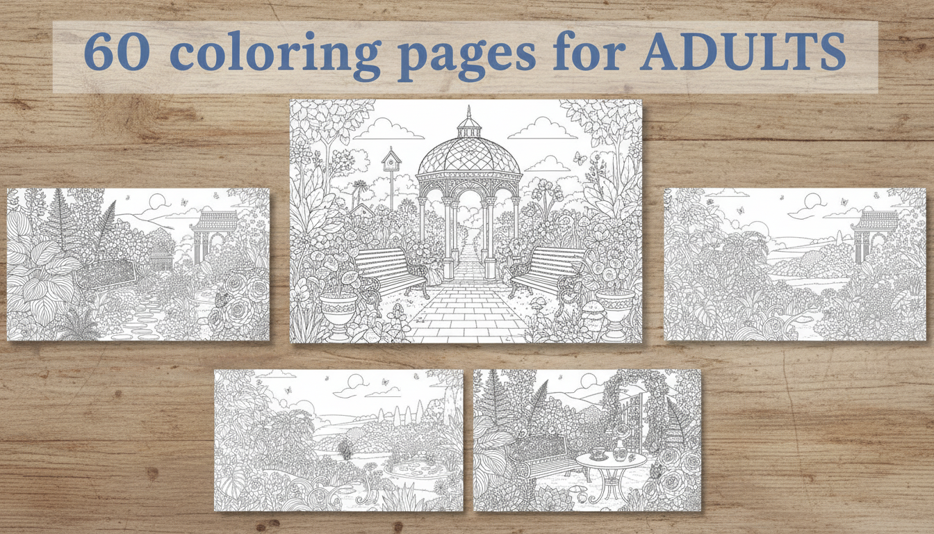 60 Garden Coloring Pages for Adults PDF