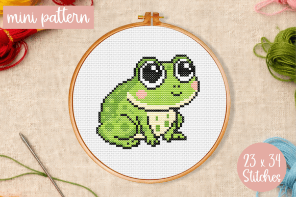 Baby Frog Cross Stitch Pattern Mini PDF