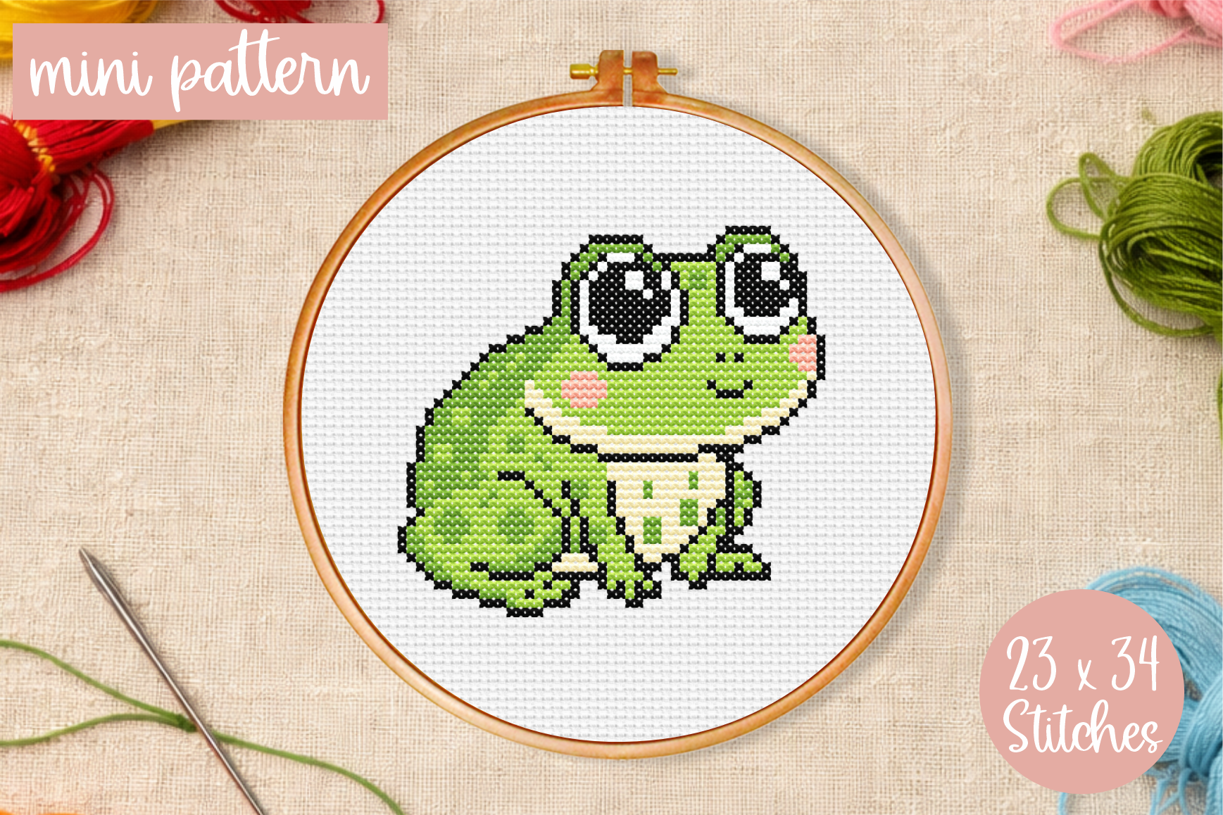 Baby Frog Cross Stitch Pattern Mini PDF