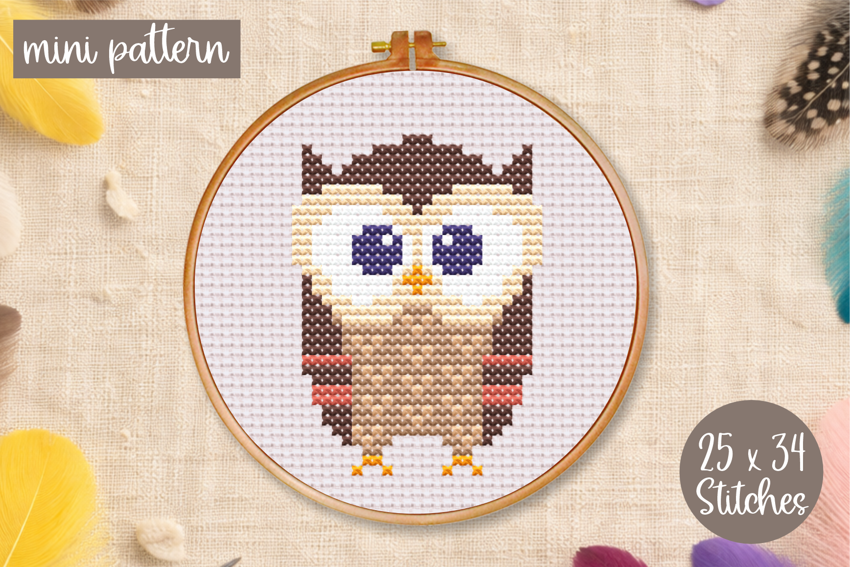 Baby Owl Cross Stitch Pattern Bird PDF