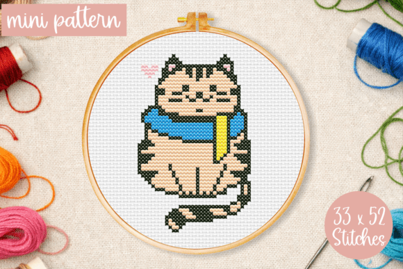 Beginner Cross Stitch Pattern Cat PDF