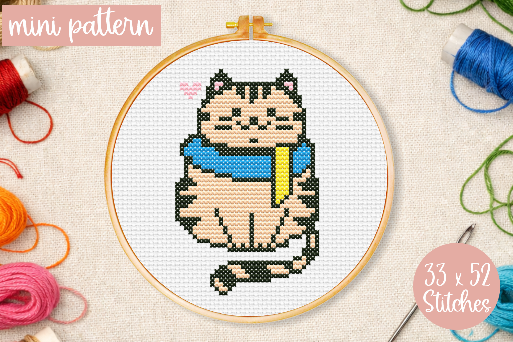 Beginner Cross Stitch Pattern Cat PDF