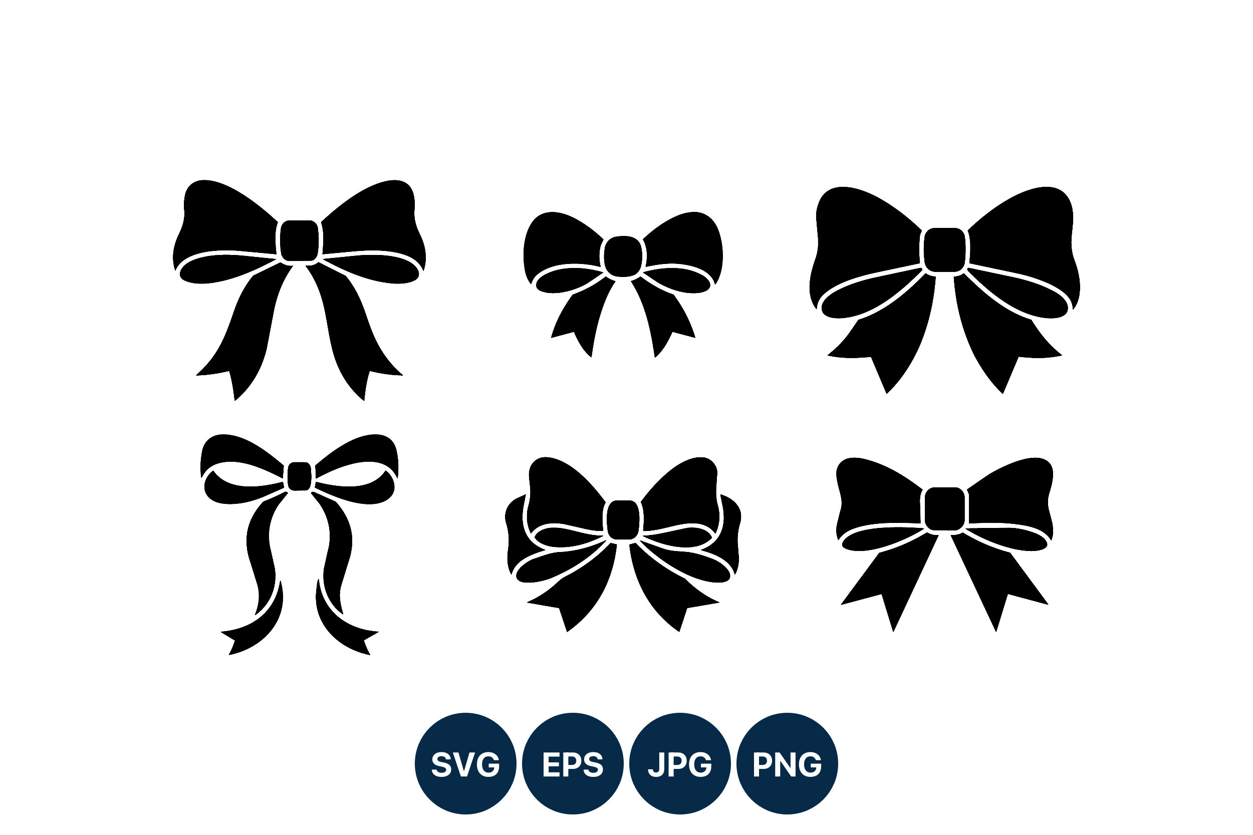 Black Ribbon Bows Vector Set