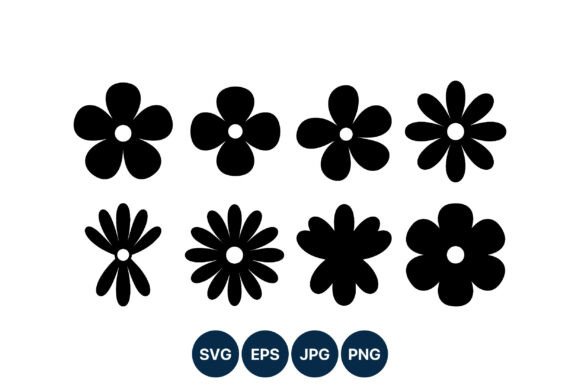 Black and White Simple Flower Shapes