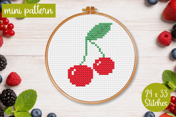 Cherry Cross Stitch Pattern PDF Mini