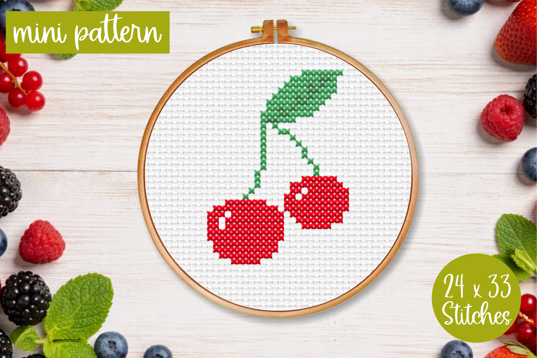 Cherry Cross Stitch Pattern PDF Mini