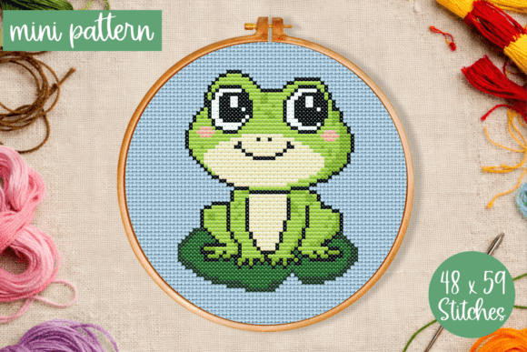 Cute Frog Cross Stitch Pattern Mini PDF