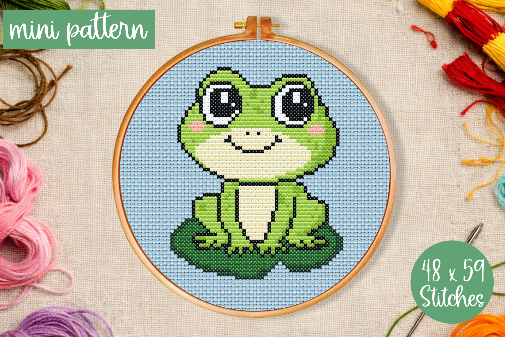 Cute Frog Cross Stitch Pattern Mini PDF