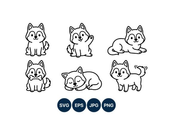 Cute husky puppy line art vector SVG for Cricut engraving acrylic keychain minimalist design