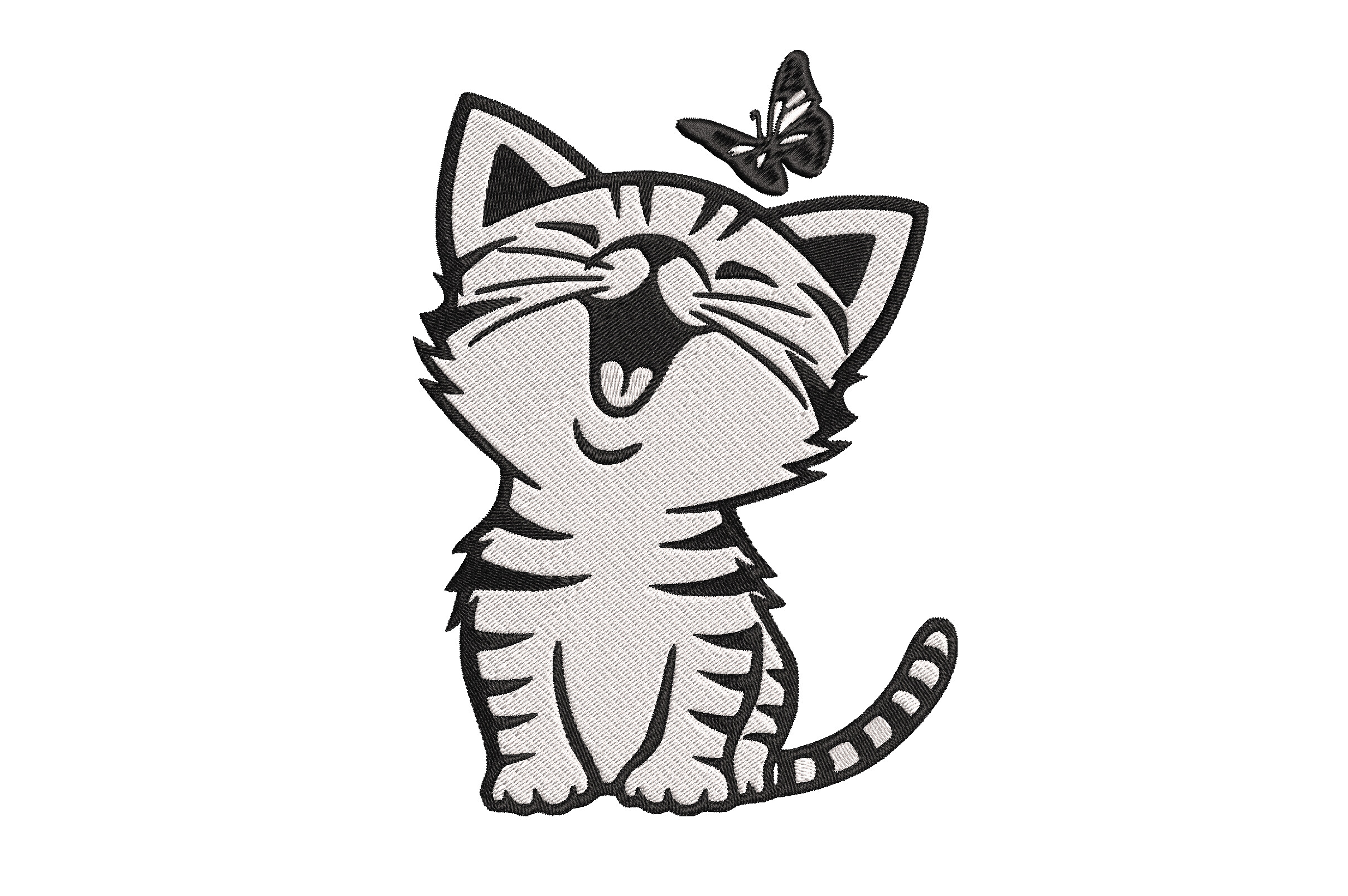 Cute Kitten Embroidery Design