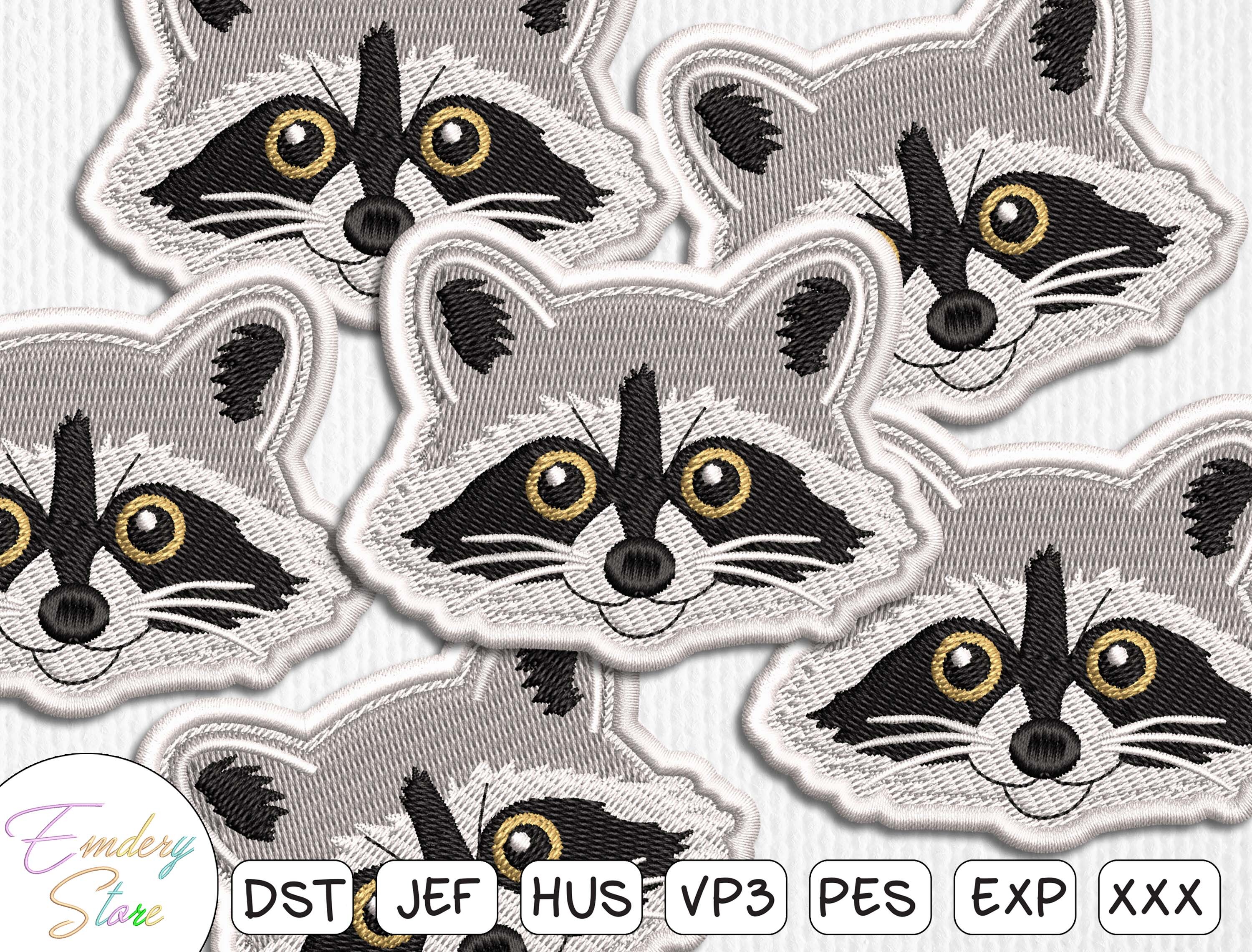 Cute Raccoon Face Embroidery Design