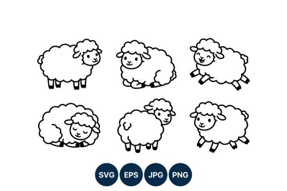Cute Sheep Line Art Graphic Illustrations By DesignVectx