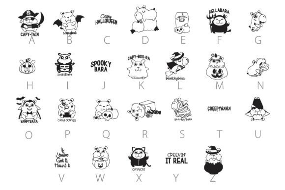 Cutie Capybara Halloween Dingbats Font - Preview 1