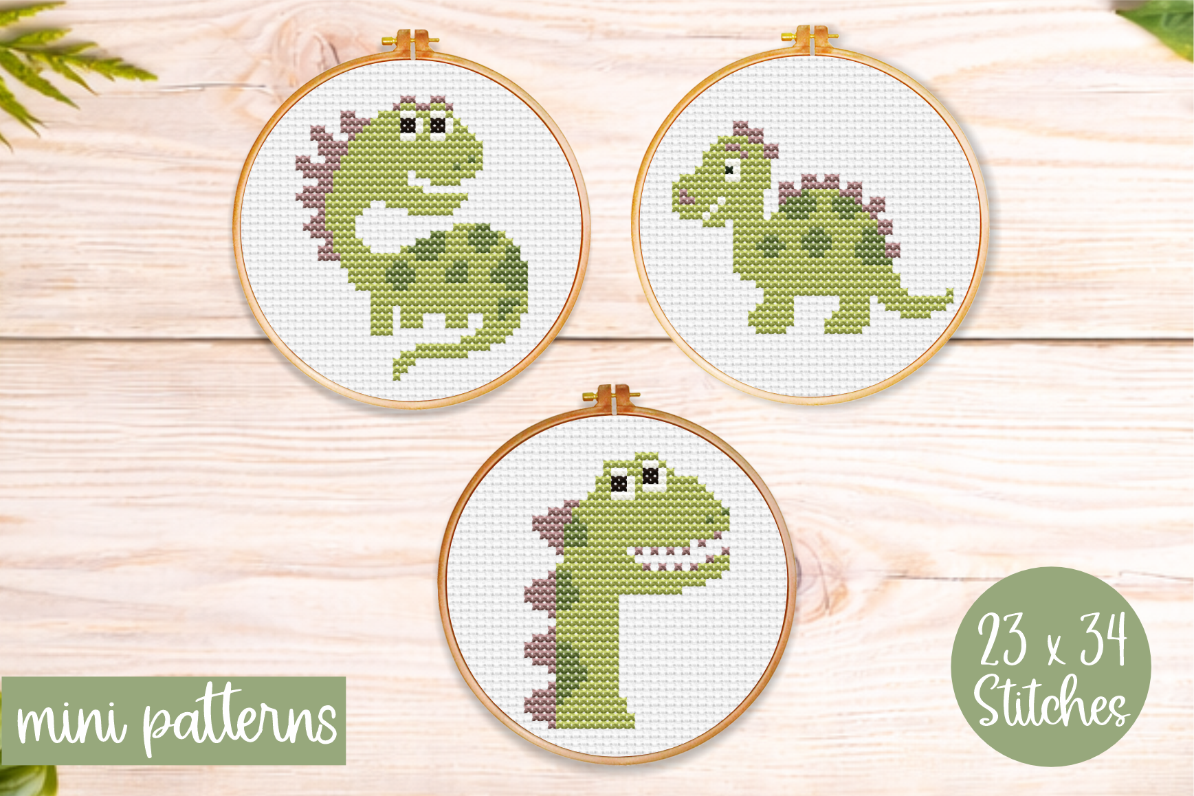 Dinosaurs Cross Stitch Pattern Set PDF