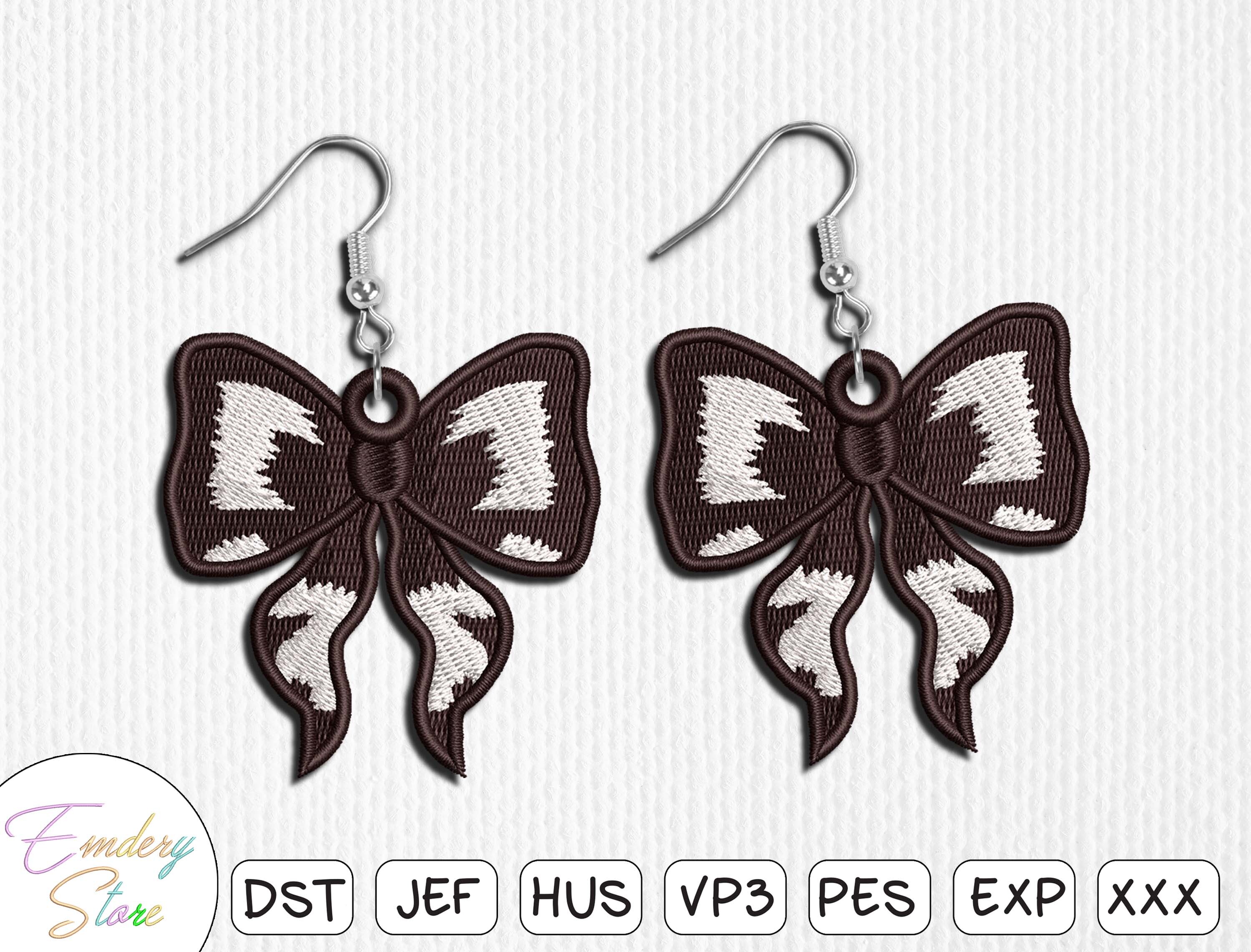 Elegant Bow Earrings Embroidery Design