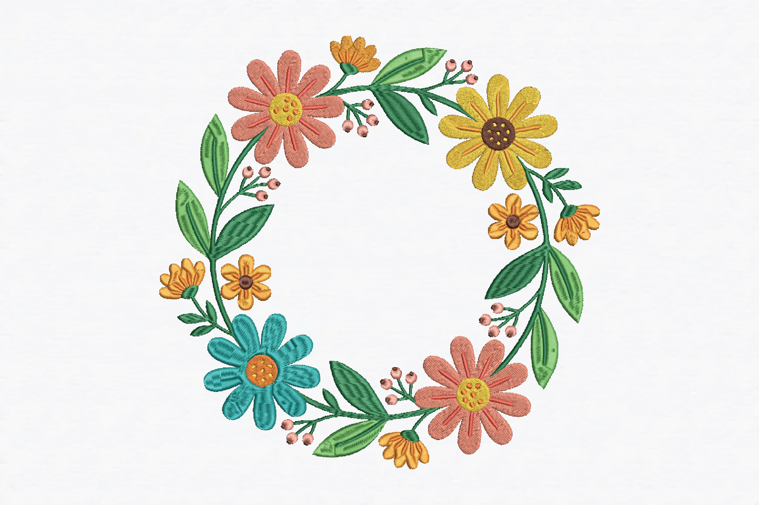 Flower Border Round Embroidery Design