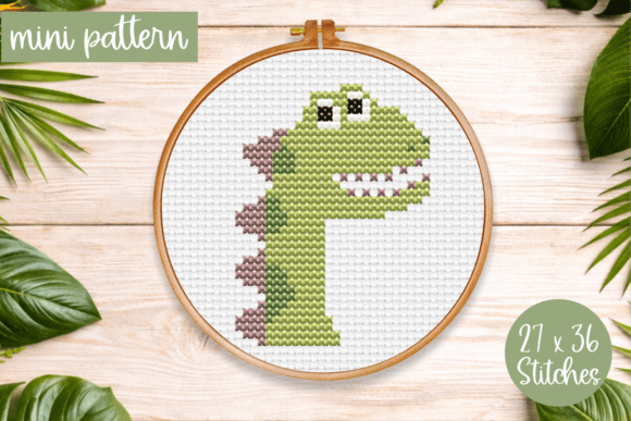 Funny Dinosaur Cross Stitch Pattern PDF