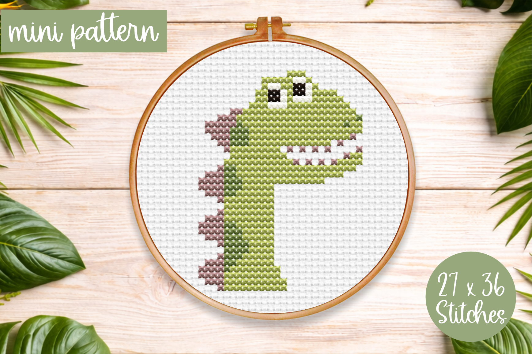 Funny Dinosaur Cross Stitch Pattern PDF