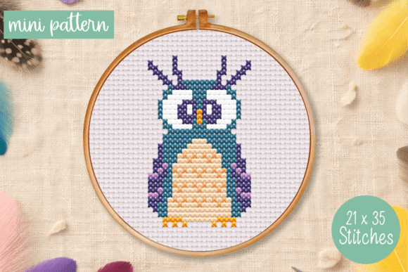 Funny Owl Cross Stitch Pattern Bird PDF