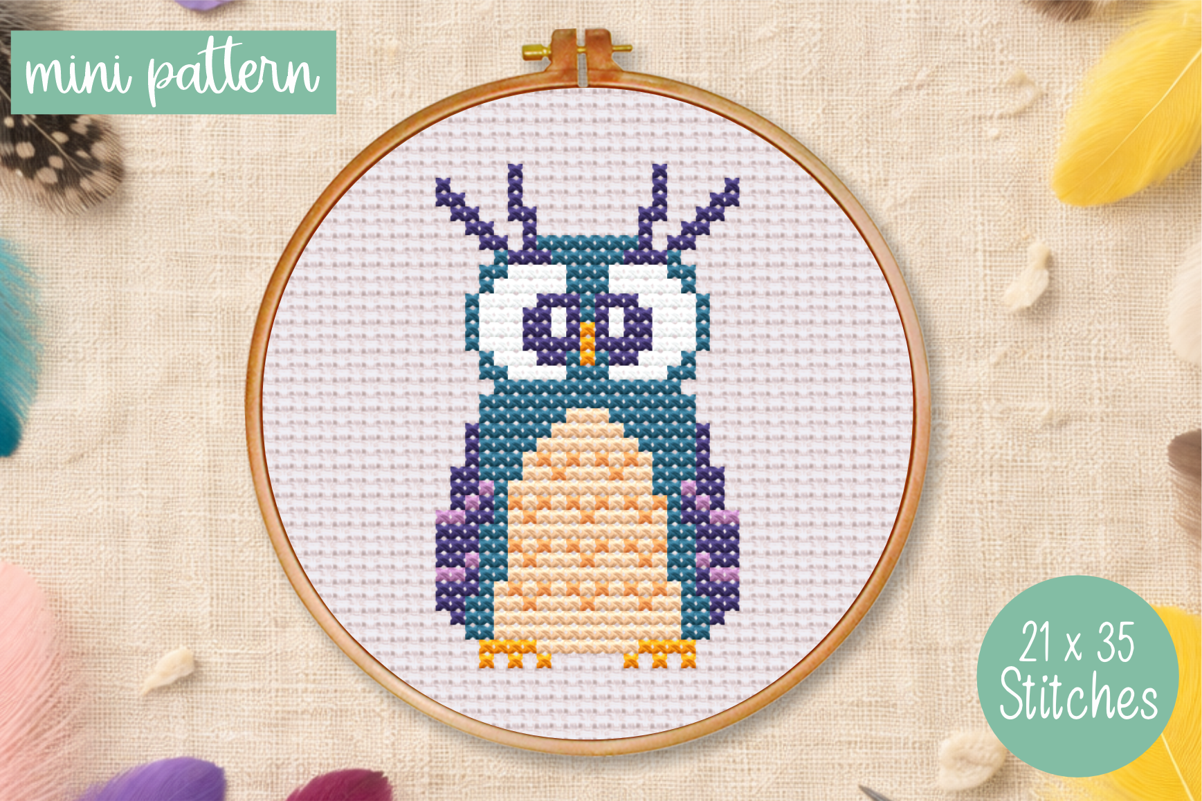 Funny Owl Cross Stitch Pattern Bird PDF