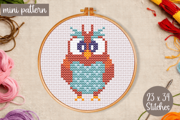 Funny Owl Cross Stitch Pattern Bird Min